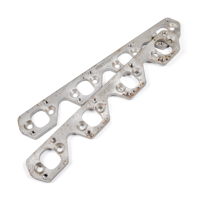Stainless Works SBF Wide Rectangular Port Header Adapter 304SS Exhaust Flanges 1-7/8in-2in Primaries - HFSBFBTADAPT