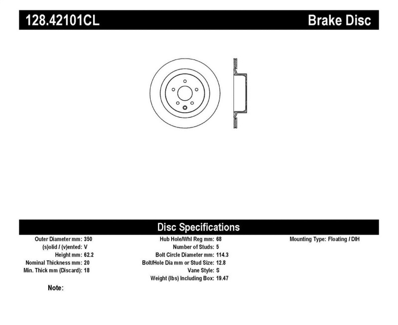 StopTech 13-17 Nissan 370Z Sport Cryo Drilled Left Rear Rotor - 128.42101CL