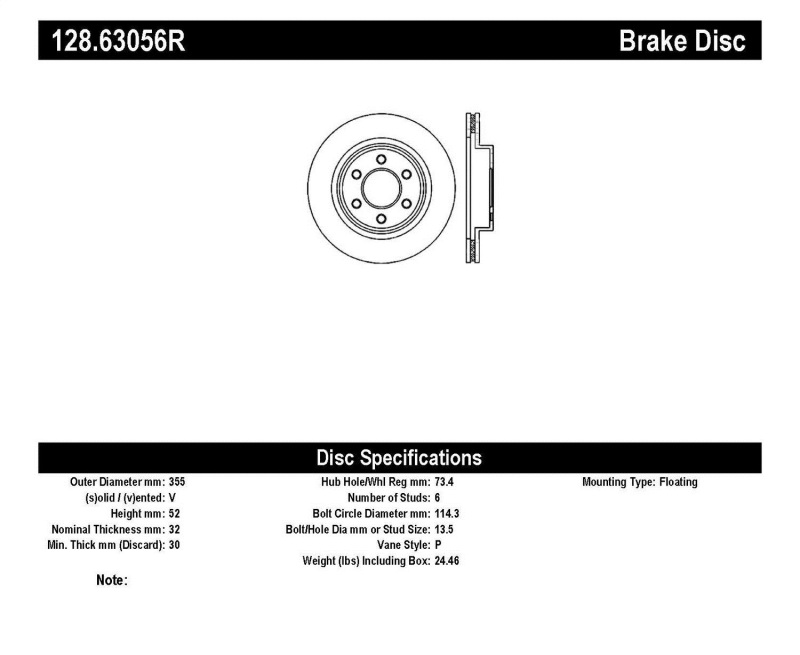 StopTech Drilled Sport Brake Rotor - 128.63056R