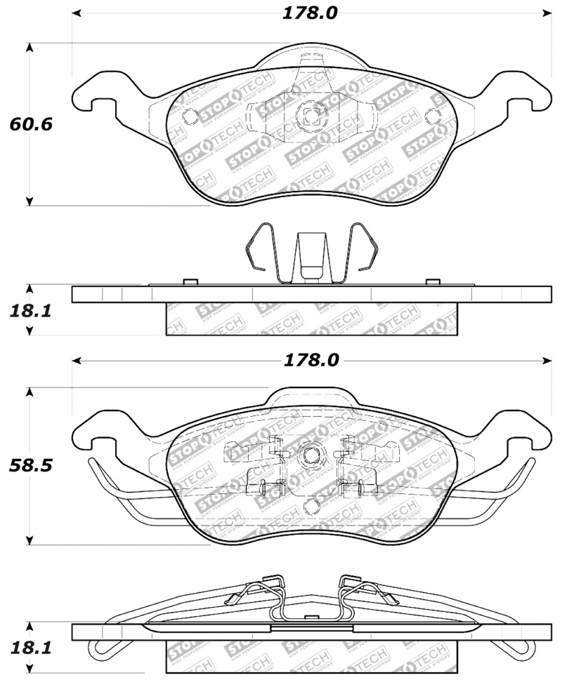 StopTech Street Select Brake Pads - Front - 305.08160