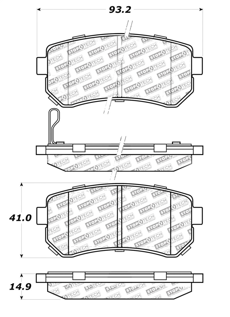 StopTech 10-13 Kia Forte Koup Street Select Rear Brake Pads - 305.11570