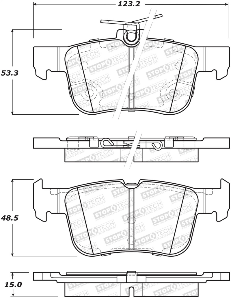 StopTech 13-18 Lincoln MKZ / Ford Fusion Street Select Rear Brake Pads - 305.16650