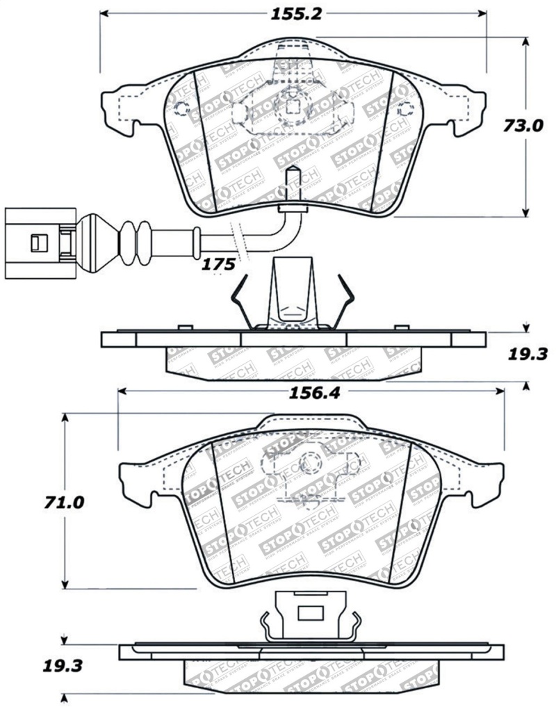 StopTech Street Touring 08-09 VW Golf R/Golf R32 / Front Brake Pads - 308.09153