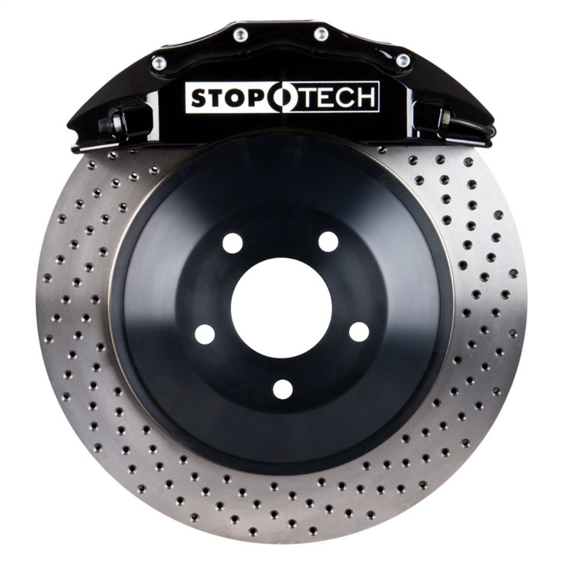 StopTech 08-13 Toyota Land Cruiser Front BBK w/ Black ST-65 Calipers Drilled 380x35mm Rotor - 82.874.6D00.52