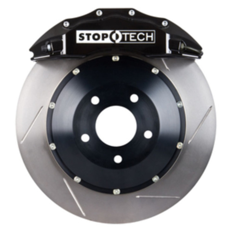 StopTech 08-09 Evo X Front BBK w/ Black ST-60 Calipers Slotted 355x32mm Rotors Pads and SS Lines - 83.625.6700.51