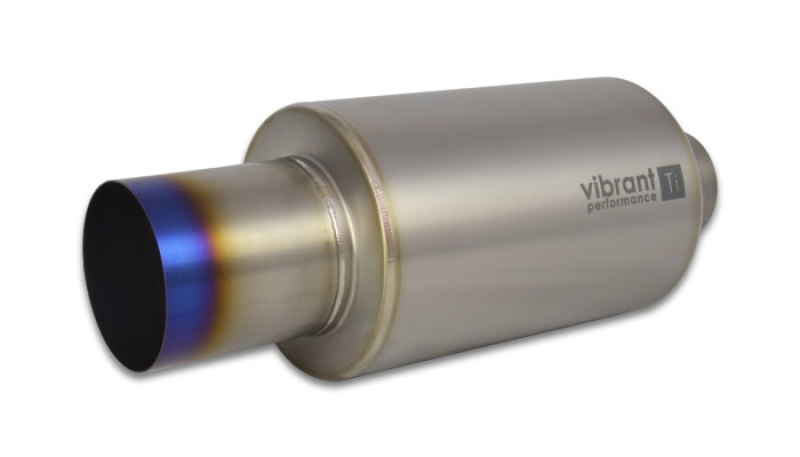 Vibrant Titanium Muffler w/Straight Cut Burnt Tip 2.5in. Inlet / 2.5in. Outlet - 17560