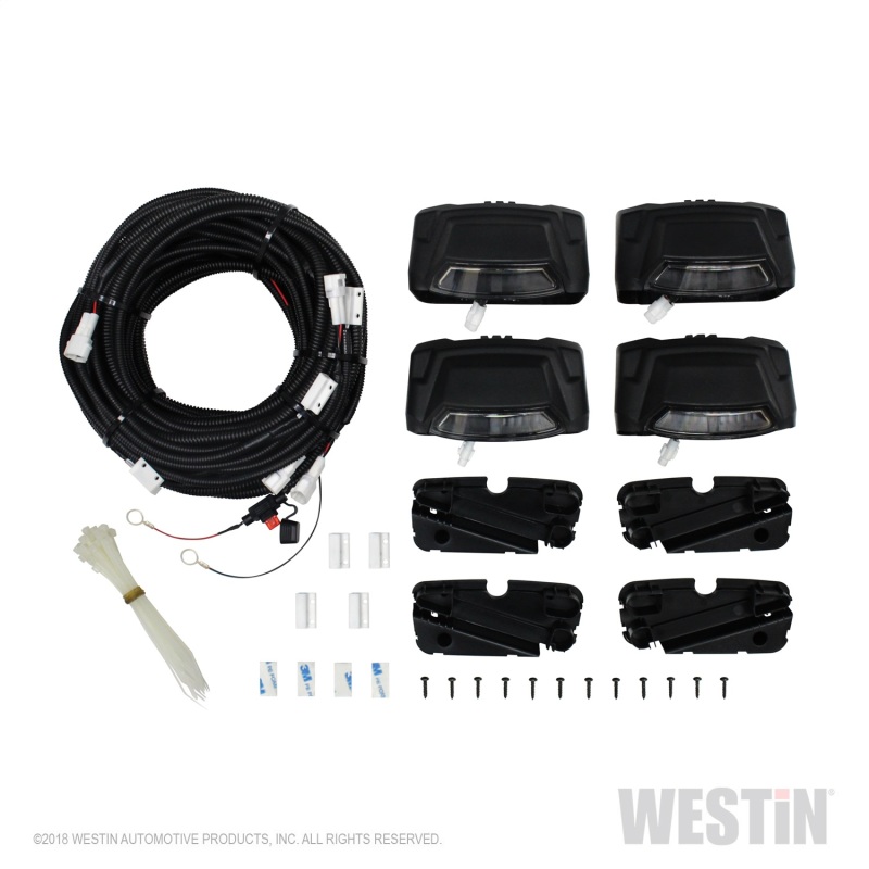 Westin R5 LED Light Kit - 4 End Caps Integrated LED Lights w/ Wiring Harness - Black - 28-51003