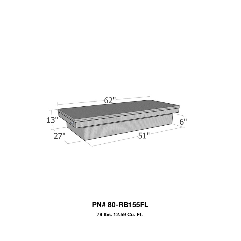 Westin/Brute Full Lid Mid Size/Down Size XOver LB & SB wide & shallow - Aluminum - 80-RB155FL