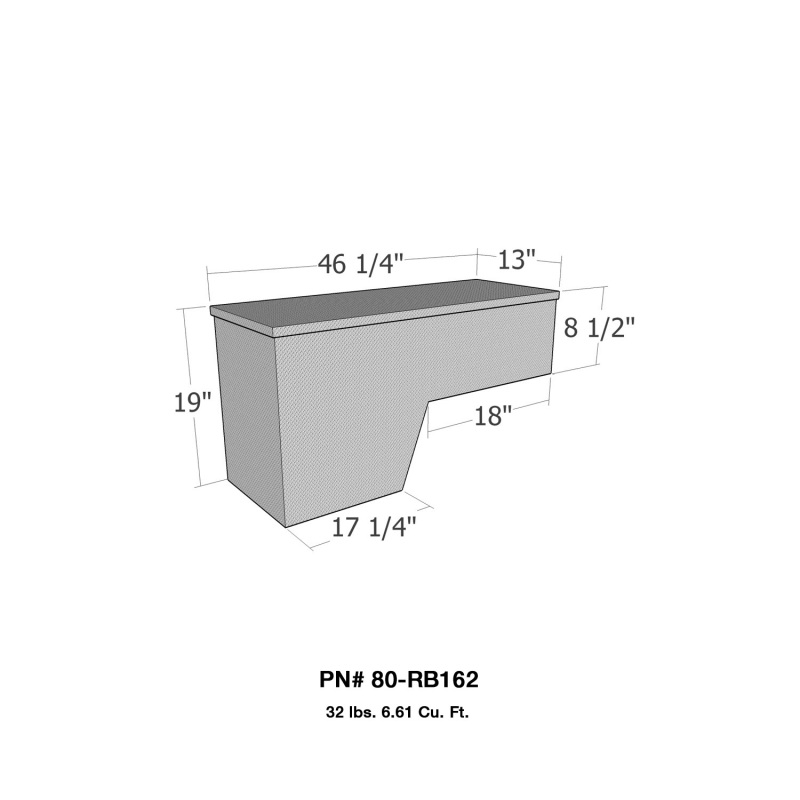 Westin/Brute Pork Chop Tool Box Driver Side 46in Wide - Aluminum - 80-RB162