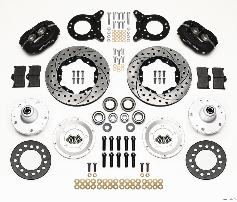 Wilwood Forged Dynalite Front Kit 11.00in Drilled 1965-1969 Mustang Disc & Drum Spindle - 140-11071-D