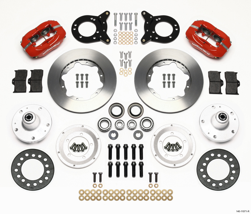 Wilwood Forged Dynalite Front Kit 11.00in Red 1965-1969 Mustang Disc & Drum Spindle - 140-11071-R