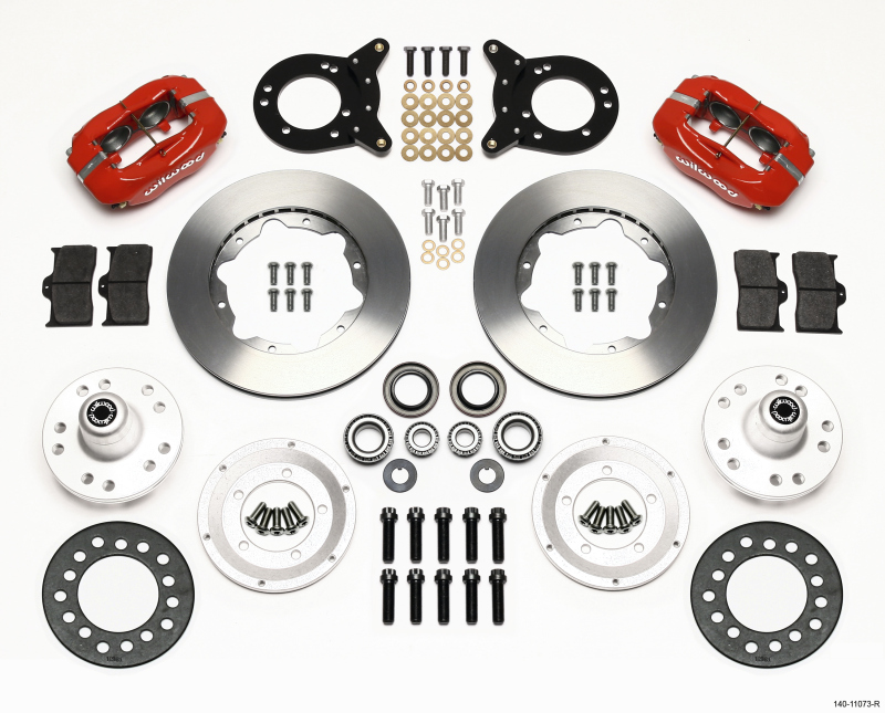 Wilwood Forged Dynalite Front Kit 11.00in Red 1970-1973 Mustang Disc & Drum Spindle - 140-11073-R