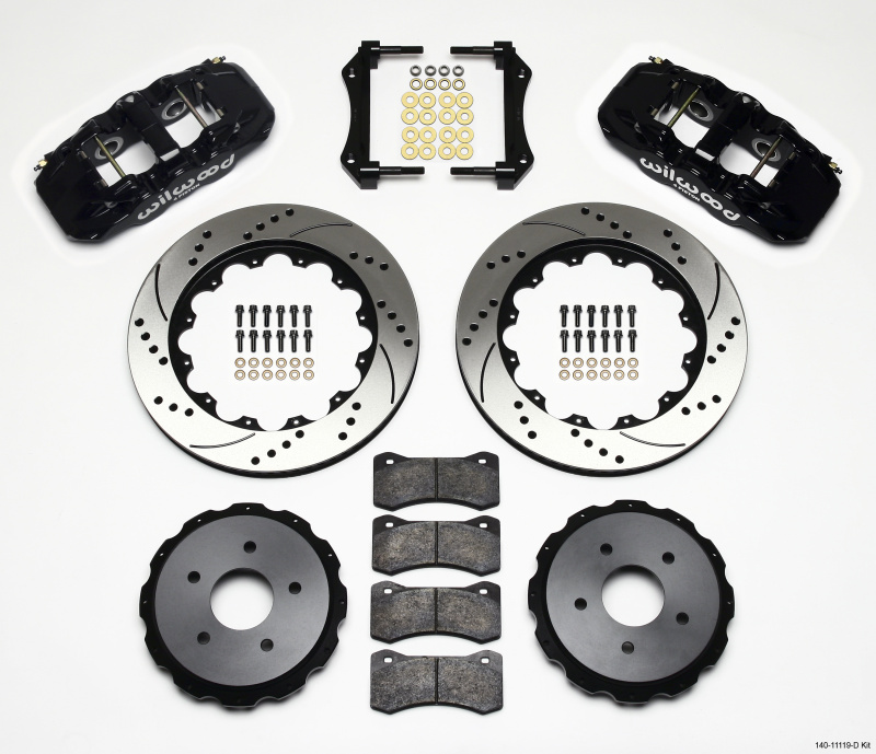 Wilwood AERO4 Rear Kit 14.00in Drilled 97-04 Corvette C5/Z06 05-13 C6 - 140-11119-D
