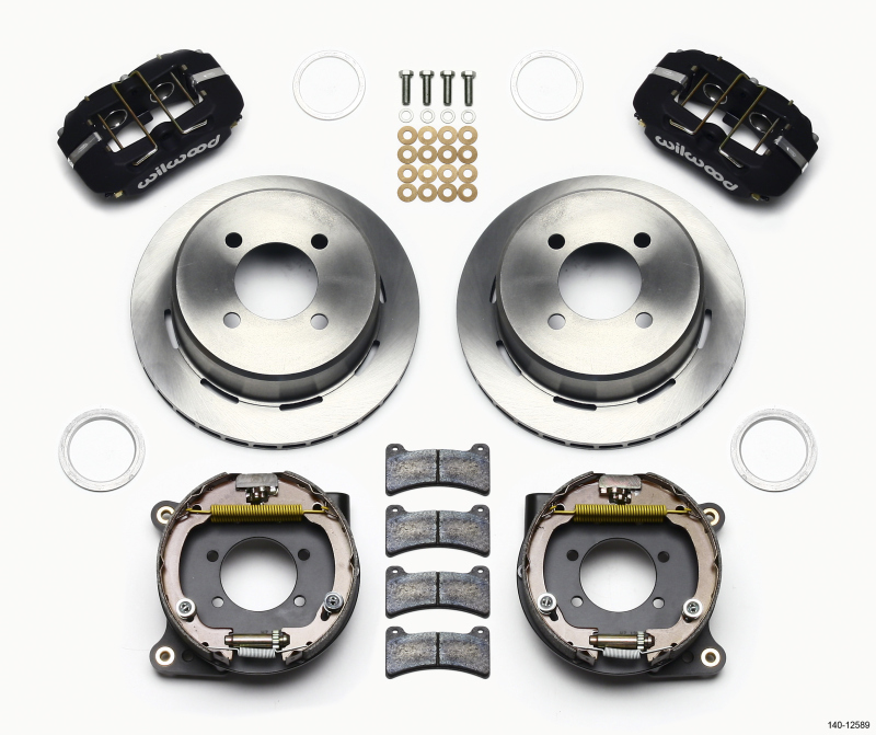 Wilwood Dynapro Low-Profile 11.00in P-Brake Kit Ford 7.5in Rear 2.80 Offset - 4-Lug - 140-12589