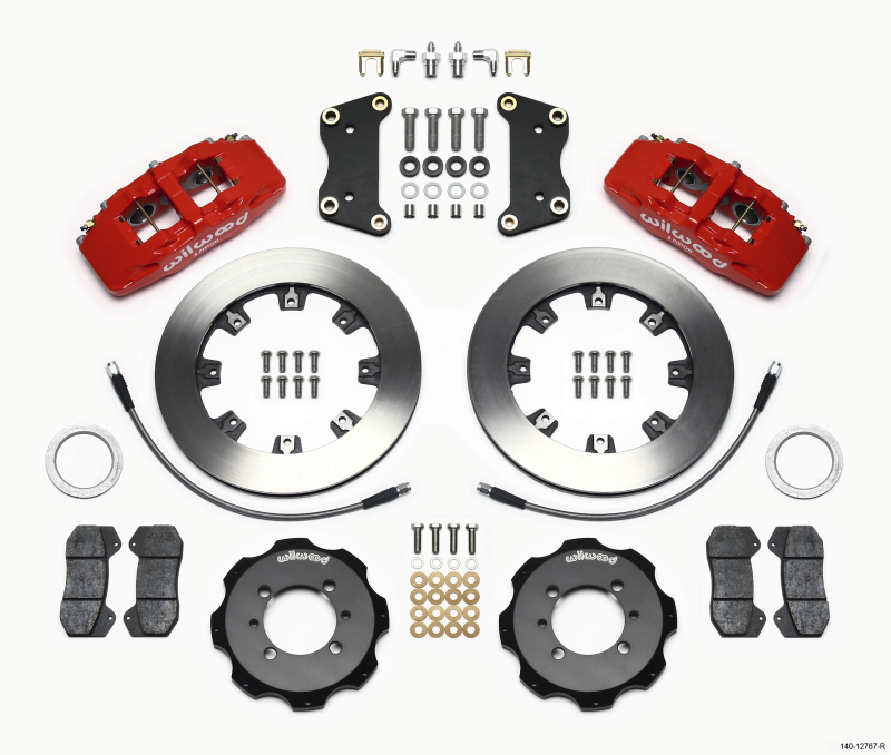 Wilwood Dynapro 6 Front Hat Kit 12.19in Red 2012 Fiat 500 w/ Lines - 140-12767-R