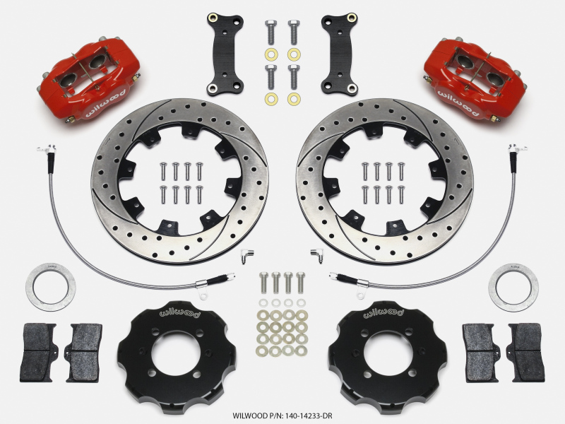 Wilwood Forged Dynalite Front Hat Kit 12.19in Drilled Red 2016-Up Mazda MX5 Miata w/ Lines - 140-14233-DR