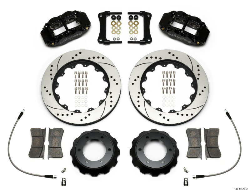 Wilwood Narrow Superlite Black 6R Front Kit 14in Drilled Rotor w/ Lines 05-15 Toyota Tacoma - 140-14578-D