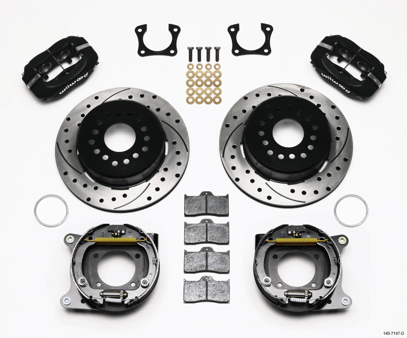 Wilwood Forged Dynalite P/S Park Brake Kit Drilled 58-64 Olds/Pontiac Ends - 140-7147-D