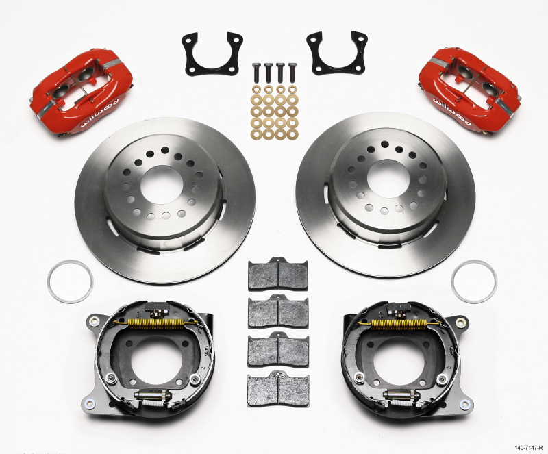 Wilwood Forged Dynalite P/S Park Brake Kit Red 58-64 Olds/Pontiac Ends - 140-7147-R