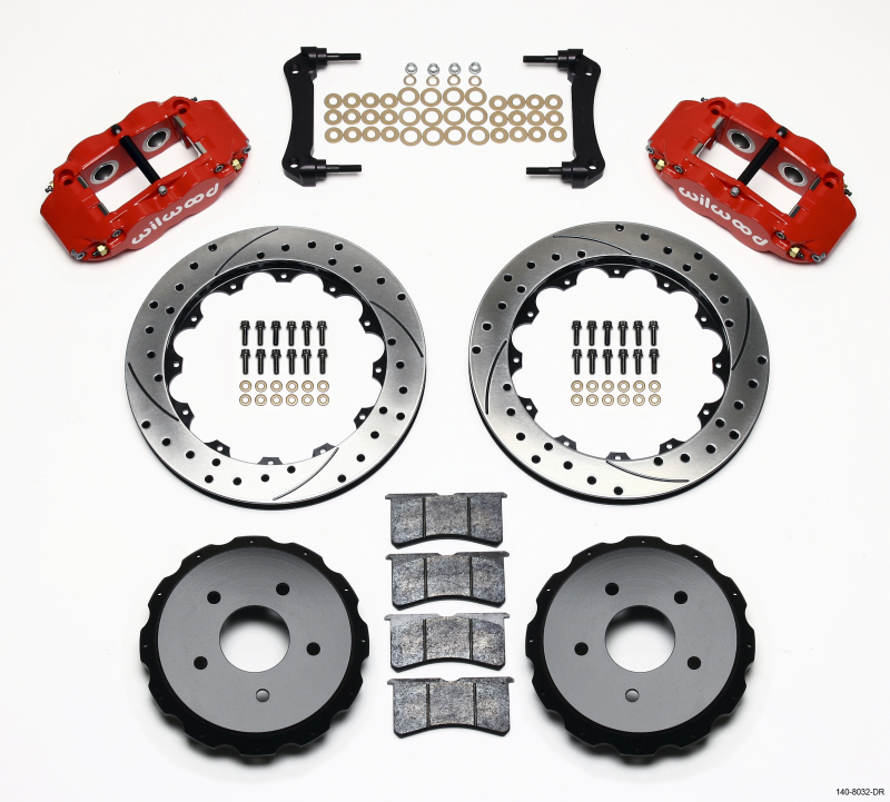 Wilwood Narrow Superlite 4R Rear Kit 12.88in Drilled Red 97-04 Corvette C5/Z06 - 140-8032-DR