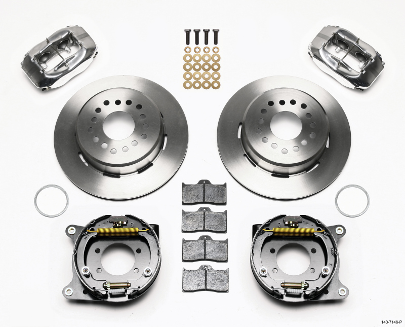 Wilwood Forged Dynalite P/S Park Brake Kit Polished Ford 8.8 w/2.5in Offset-5 Lug - 140-7146-P