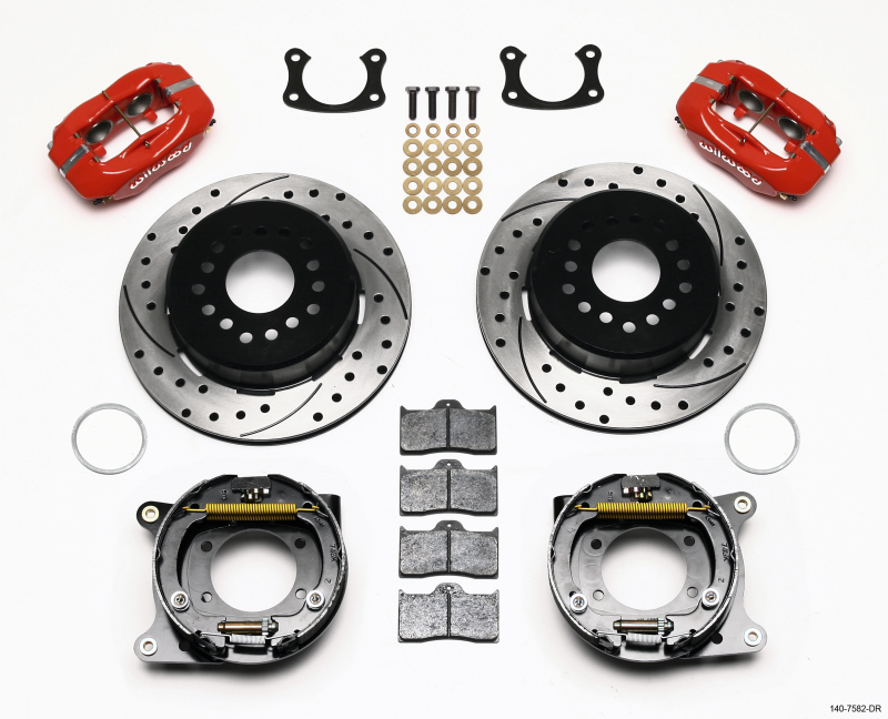 Wilwood Forged Dynalite P/S P-B Kit Drilled Red New Big Ford 2.36in Offset - 140-7582-DR