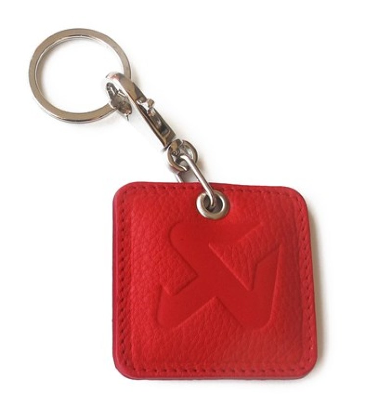 Akrapovic Square Leather Keychain - red - 800947