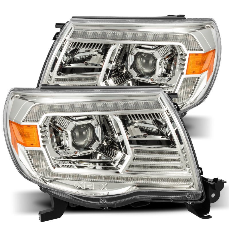 AlphaRex 05-11 Toyota Tacoma LUXX LED Projector Headlights Plank Style Chrome w/Activation Light/DRL - 880740