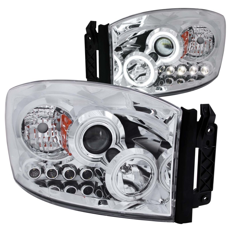 ANZO 2006-2008 Dodge Ram 1500 Projector Headlights w/ Halo Chrome (CCFL) - 111103