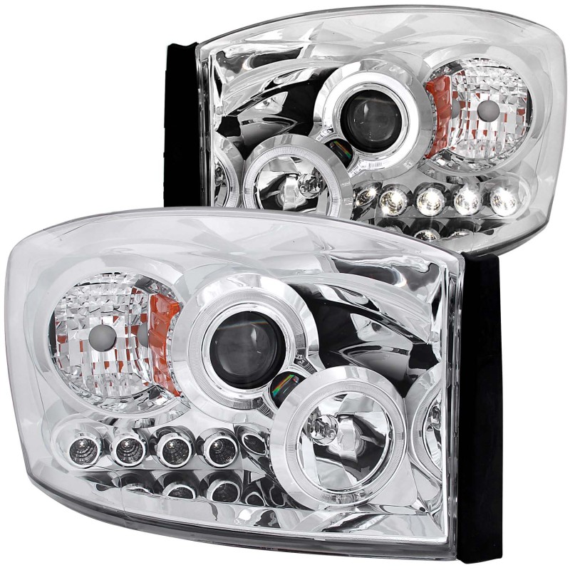 ANZO 2006-2008 Dodge Ram 1500 Projector Headlights w/ Halo Chrome - 111210