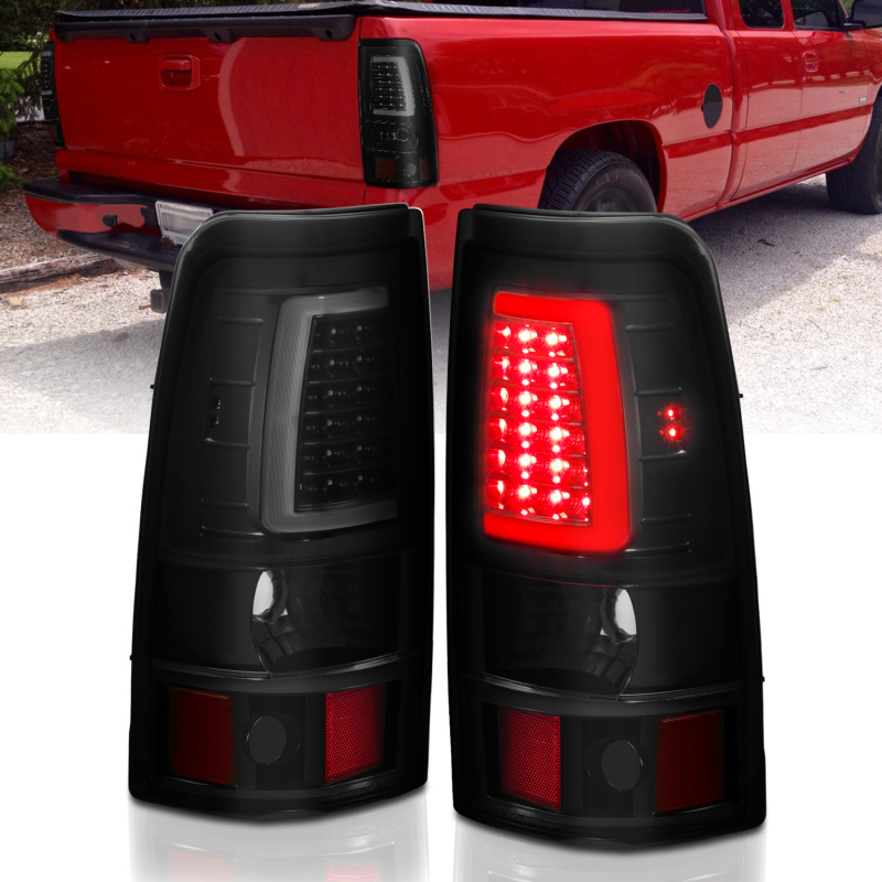 ANZO 2003-2006 Chevy Silverado 1500 LED Taillights Plank Style Black w/Smoke Lens - 311334