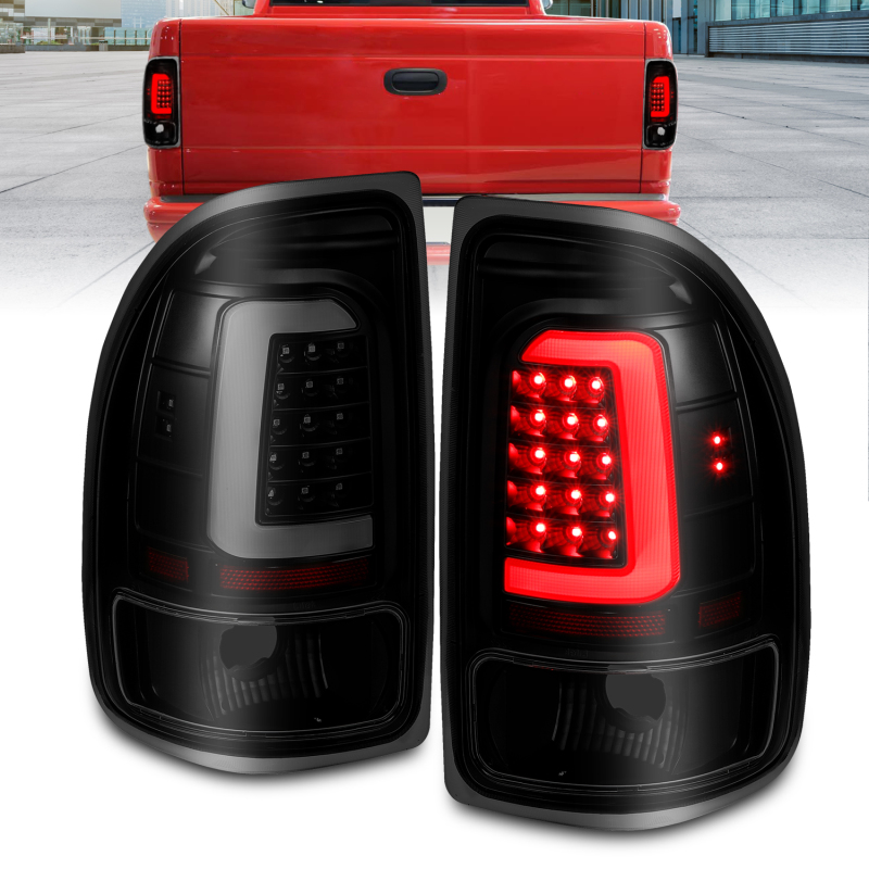 ANZO 1997-2004 Dodge Dakota LED Taillights Black Housing Smoke Lens Pair - 311348