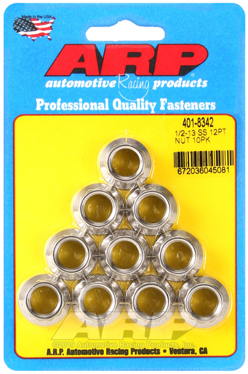 ARP 1/2-13 SS 12pt Nut Kit (Pack of 10) - 401-8342