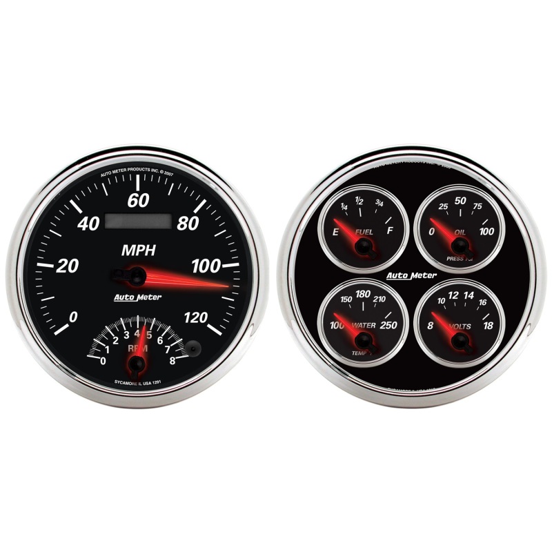 Autometer 5inch Kit Box - Tach Speedo Combo / Oil Pressure / Water Temp / Volt / Fuel Level - 1204