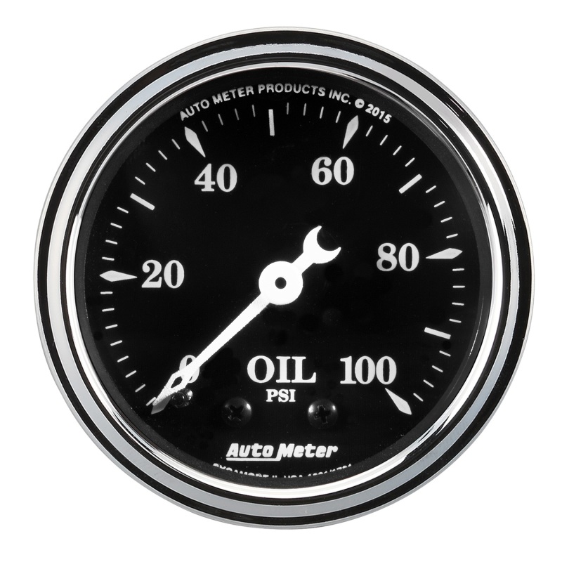 Auto Meter Gauge Oil Press 2 1/16in 100psi Mech Old Tyme Black - 1721