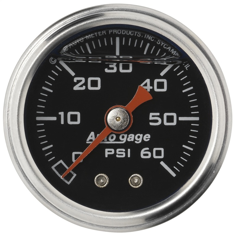 Autometer AutoGage 1.5in Liquid Filled Mechanical 0-60 PSI Fuel Pressure Gauge - Black - 2173