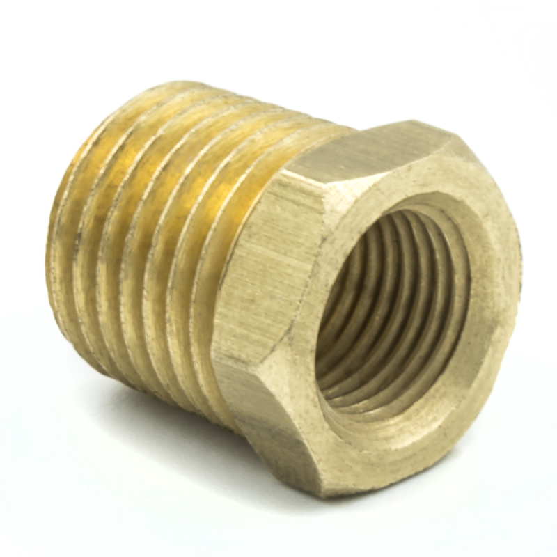 Autometer Brass Adapter Fitting - 1/4in NPT Male / 1/8in NPT Female - 2279