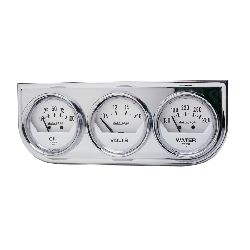 Autometer AutoGage 2in 0-100 PSI Oil Press/ 16 Volt / 130-280 Deg Water Temp - Chrome Bezel - 2325
