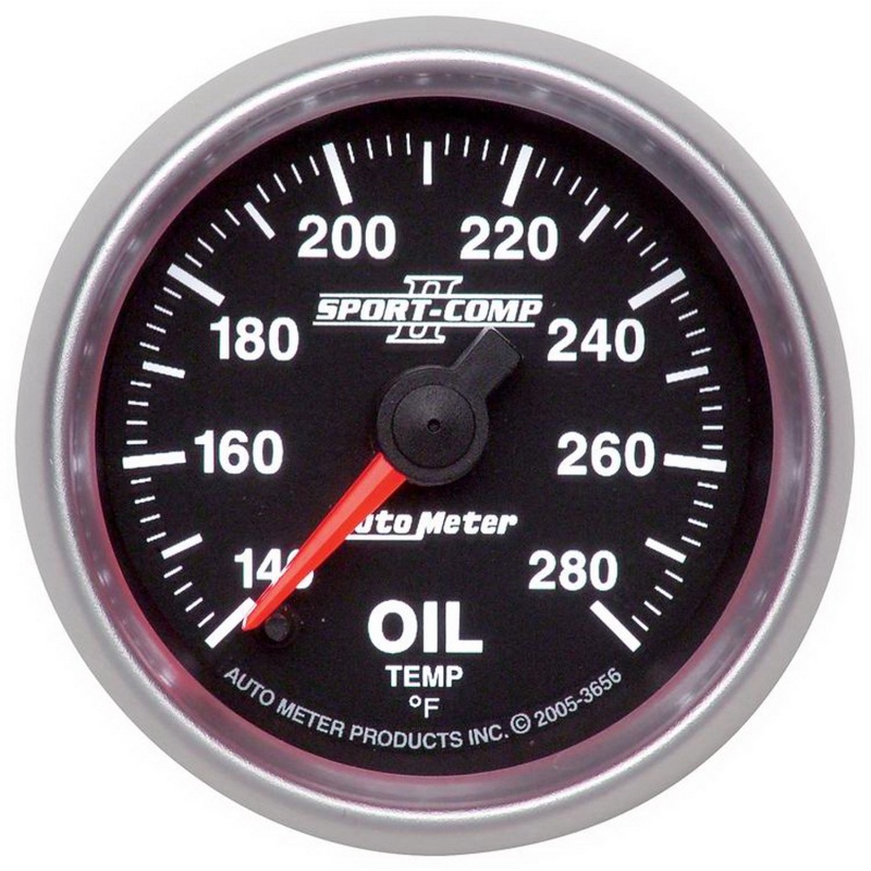 Autometer Sport-Comp II 52mm Full Sweep Electronic 140-280 Deg. F Oil Temprature Gauge - 3656