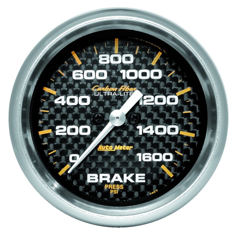 AutoMeter Gauge Brake Pressure 2- 5/8in 1600PSI Digital Stepper Motor - Carbon Fiber - 4867
