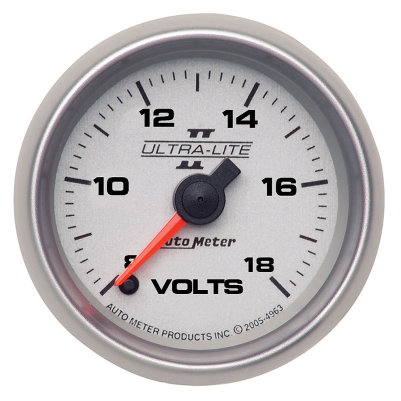 Autometer Ultra-Lite II 52mm 18 Volt Digital Stepper Motor Voltmeter - 4991