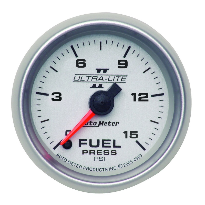 Autometer Ultra-Lite II 52mm 0-15 PSI Full Sweep Electronic Fuel Pressure Gauge - 4961