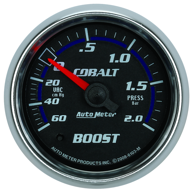 Autometer Cobalt 52mm 2 BAR Mechanical Boost Gauge - 6103-M