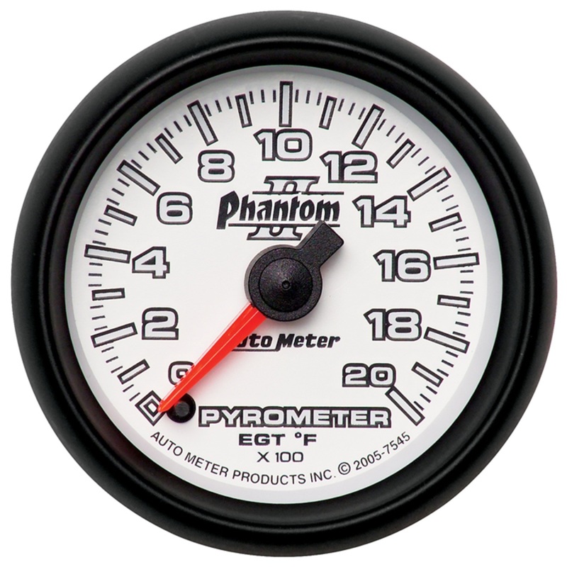 Autometer Phantom II 52.4mm Full Sweep Electronic 0-2000 Def F EGT/Pyrometer Gauge - 7545