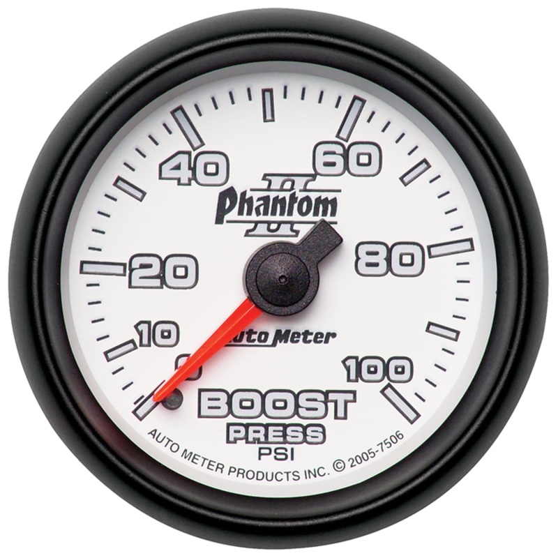 Autometer Phantom II 52.4mm Mechanical 0-100psi Boost Gauge - 7506