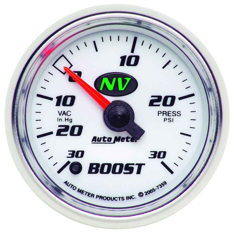 Autometer NV 52.4mm Full Sweep Electronic 30 In Hg/30 PSI Vacuum / Boost Gauge - 7359