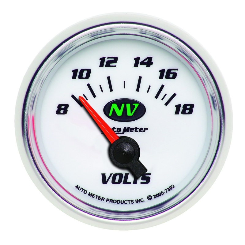 Autometer Voltmeter 52.4mm Short Sweep Electric 8-18 Volts - 7392