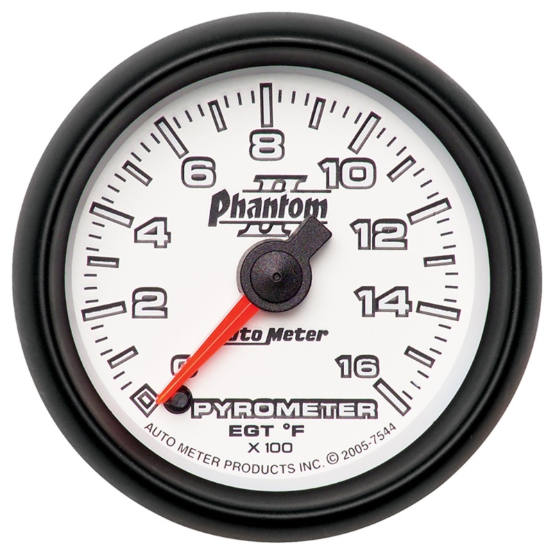 Autometer Phantom II 52.4mm Full Sweep Electronic 0-1600 Def F EGT/Pyrometer Gauge - 7544