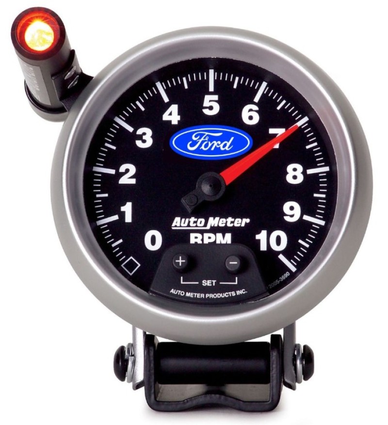 Autometer Ford 3-3/4in. 10K RPM Pedestal w/ Ext. Quick-Lite Tachometer Gauge - 880825