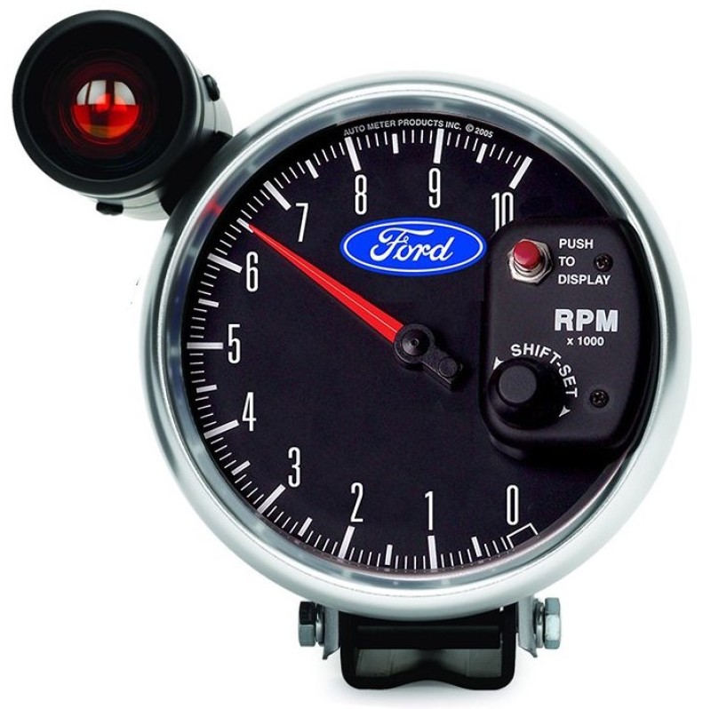 Autometer Ford 5in. 10K RPM Pedestal w/ Ext. Shift-Lite Tachometer Gauge - 880827